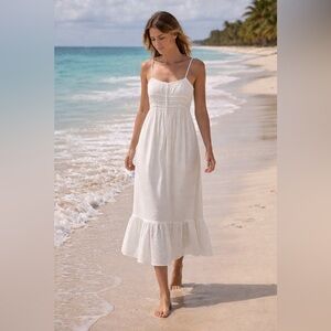 Solitaire White Eyelet Maxi Dress NWT Small Boho Cottagecore Bridal Beach Summer